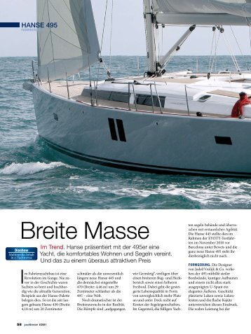 Breite Masse - Hanse Yachts