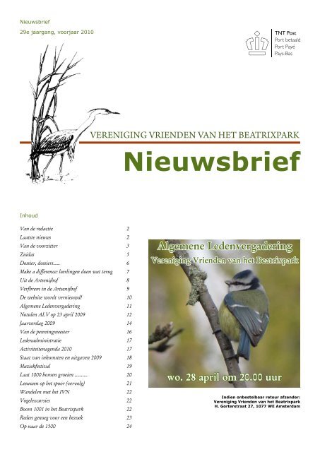 Nieuwsbrief voorjaar 2010 - Beatrixpark