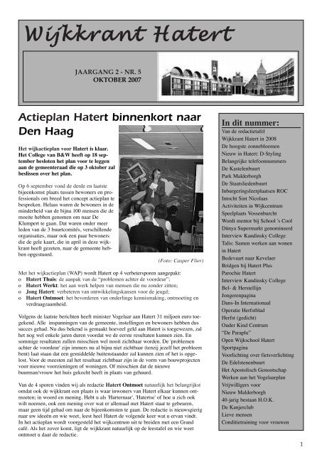 Jaargang 2, nummer 5 (oktober 2007) - Wijkkrant Hatert