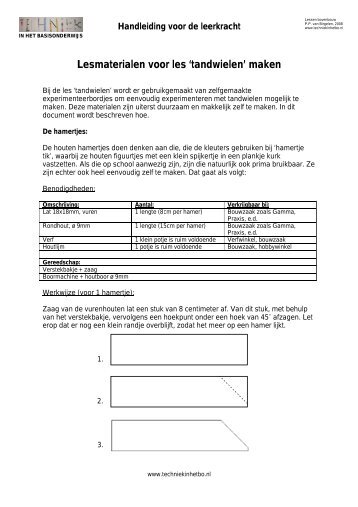 Lesmaterialen voor les 'tandwielen' maken - Techniek in het ...