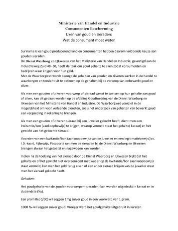 Ministerie van Handel en Industrie Consumenten ... - Gov.sr