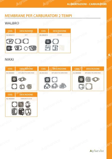 alimentazione e carburatori - Agriservice
