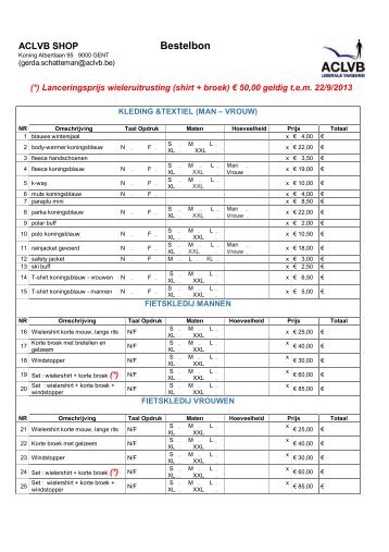 Download de bestelbon 2013 - Aclvb