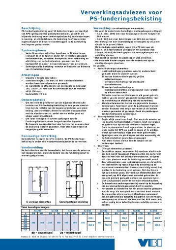 Verwerkingsadviezen voor PS-funderingsbekisting - VBI