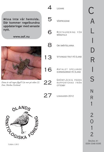 Calidris 1:2012 - Ölands Ornitologiska Förening