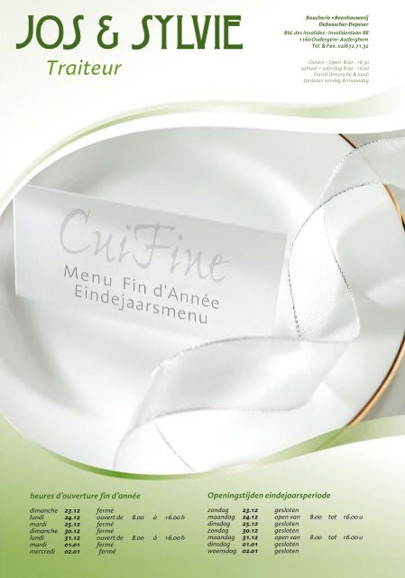 Download hier onze Cuifine menu - Jos & Sylvie Traiteur - 02 ...