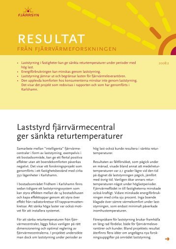 Resultatblad Returtemperaturer laststyrning.pdf - Svensk Fjärrvärme