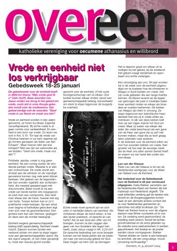 Overeen september 2001.qxd - Katholieke Vereniging voor Oecumene