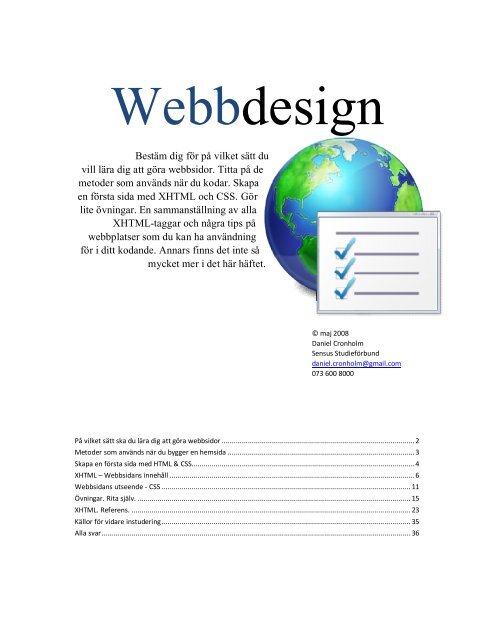 Webbdesign. XHTML och CSS