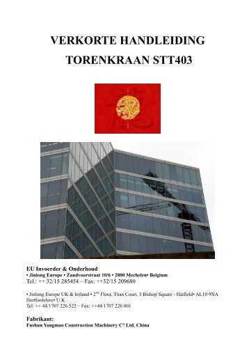 VERKORTE HANDLEIDING TORENKRAAN STT403 - Jin Long