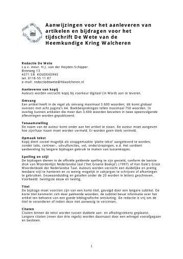 Aanwijzingen voor het aanleveren van artikelen en bijdragen voor ...