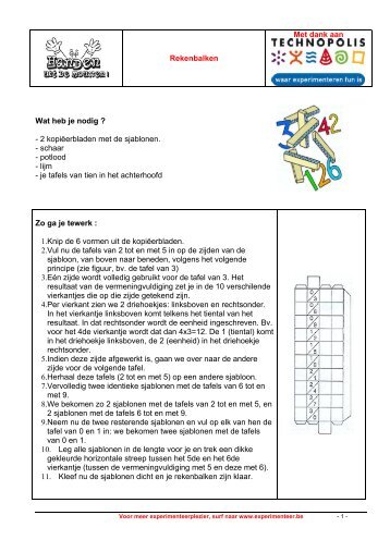 Rekenbalken Met dank aan Wat heb je nodig ? - 2 kopiëerbladen ...