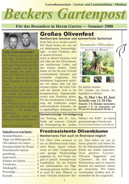 Beckers Gartenpost Baumschule Becker