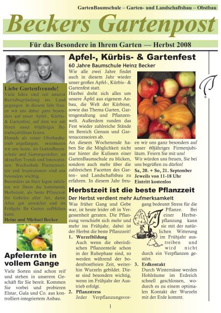 Beckers Gartenpost Baumschule Becker