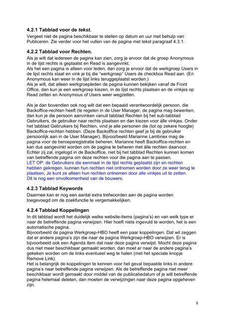 Handleiding voor Webmasters en hulp-Webmasters 1 Front Office