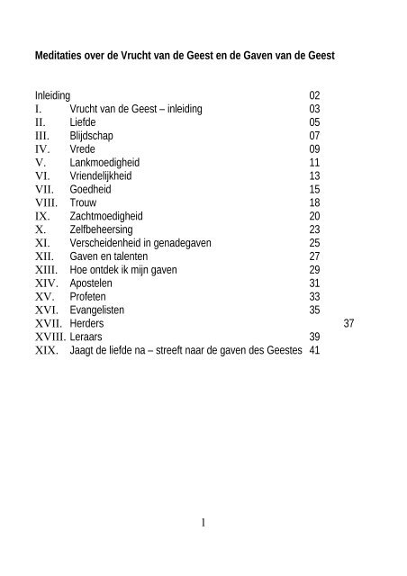 meditaties vrucht en gaven van de heilige geest - Vrije Evangelische ...