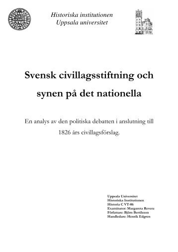 Svensk civillagstiftning och synen på det nationella - en analys av ...