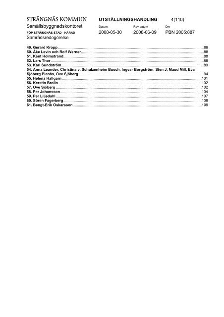 STRÄNGNÄS KOMMUN SAMRÅDSREDOGÖRELSE
