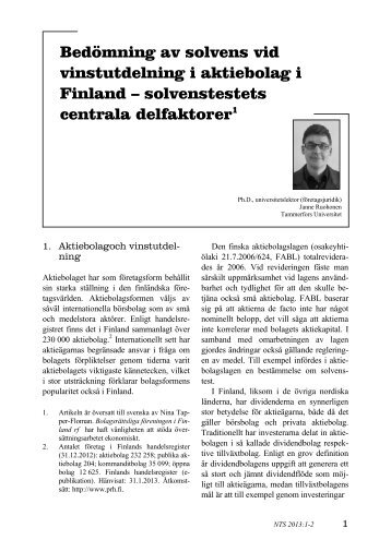 Bedömning av solvens vid vinstutdelning i aktiebolag i Finland ...