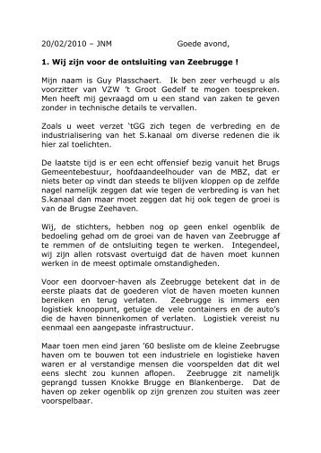 Toespraak voor JNM 20/02/2010 - t Groot Gedelf