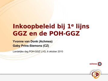 Workshop - Achmea/CZ - Poh-ggz