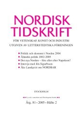 Nordisk Tidskrift 2/05 (PDF 346 KB) - Letterstedtska föreningen
