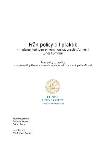 PM – ”Från policy till praktik” - Lunds kommun