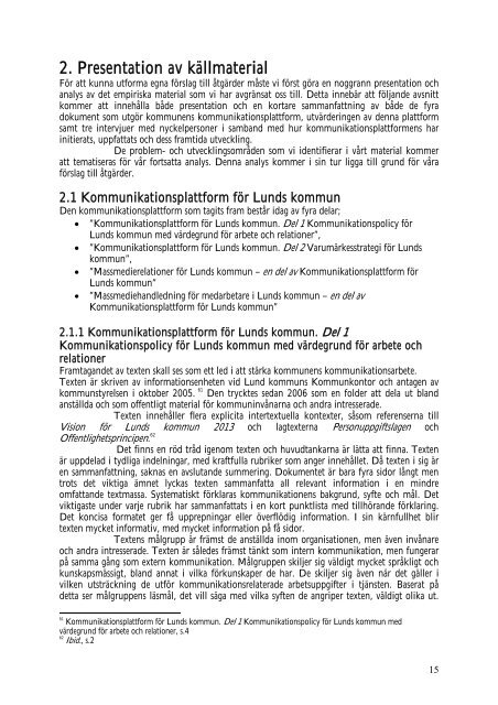 PM – ”Från policy till praktik” - Lunds kommun