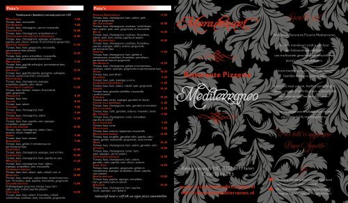Menukaart - Ristorante Mediterraneo