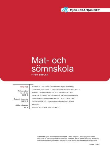 Mat- och sömnskola - Pedagogiska institutionen - Umeå universitet