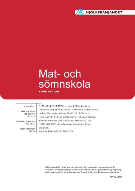 Mat- och sömnskola - Pedagogiska institutionen - Umeå universitet
