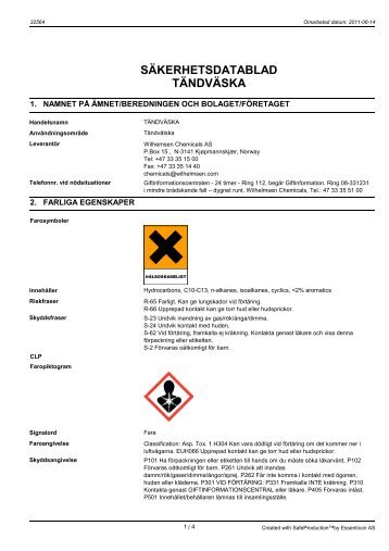 SÄKERHETSDATABLAD TÄNDVÄSKA - Harald Nyborg