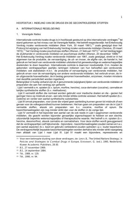 1 HOOFDSTUK I. INDELING VAN DE DRUGS EN DE ...
