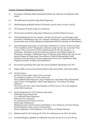 Årsmöte i föreningen Ölandshästen 2012-03-23 § 1 Föreningens ...