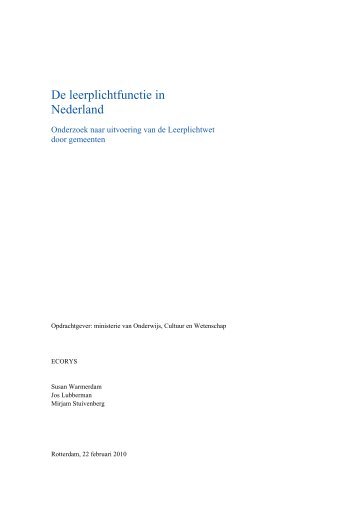 De leerplichtfunctie in Nederland - Ecorys