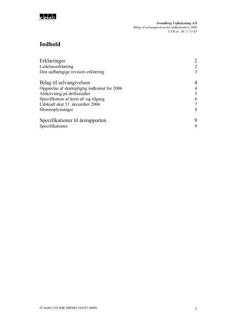 Bilag til selvangivelsen for indkomståret 2006 - Svendborg ...