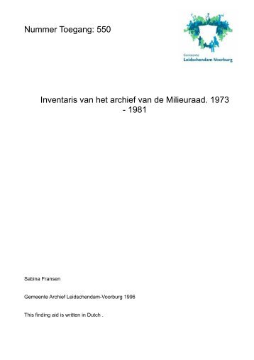 Inventaris van het archief van de Milieuraad 1973-1981 - Gemeente ...