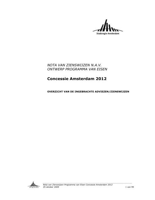 Gewijzigde nota van zienswijzen.pdf - Stadsregio Amsterdam
