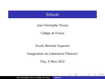 Billards - NormaleNews - Scuola Normale Superiore