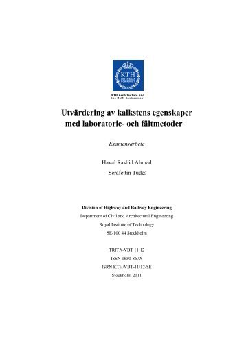 Utvärdering av kalkstens egenskaper med laboratorie- och ... - SBUF