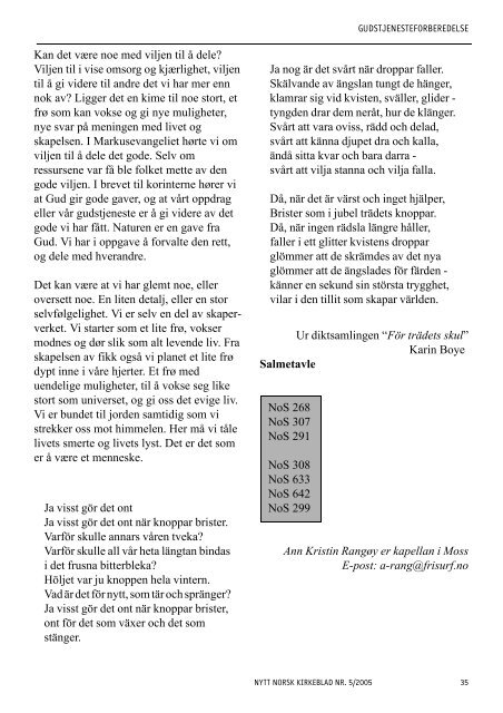 Nytt norsk kirkeblad nr 5-2005 - Det praktisk-teologiske seminar