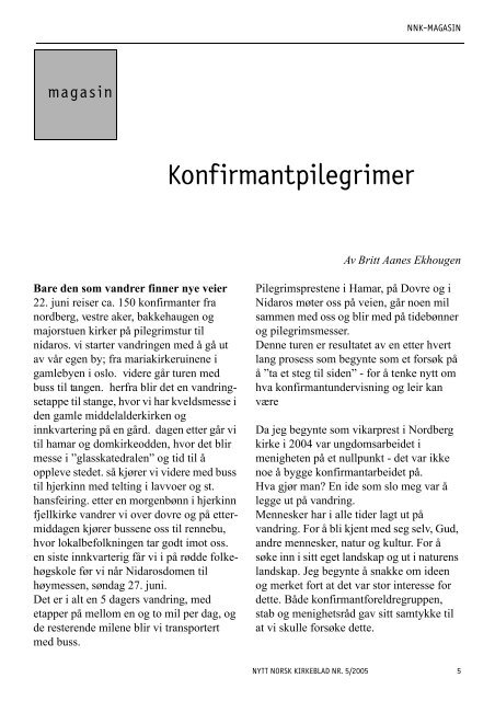 Nytt norsk kirkeblad nr 5-2005 - Det praktisk-teologiske seminar