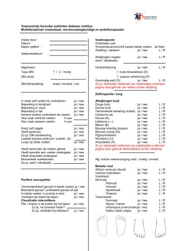 Formulier voetscreening 2e lijn