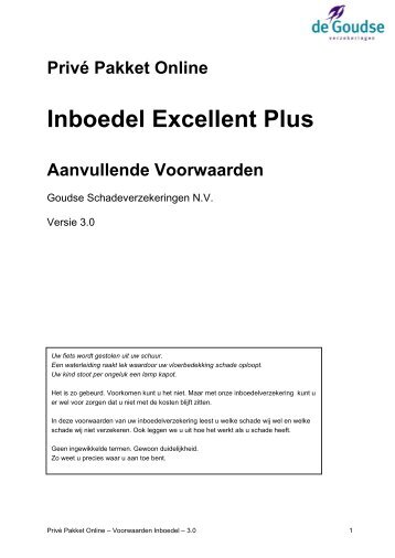 Aanvullende voorwaarden Inboedel (3.0) - De Goudse Verzekeringen