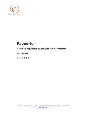 Rapporter - Euroclear