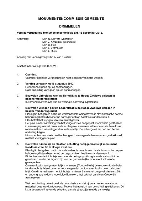 Verslag Monumentencommissie d.d. 13 december 2012 - Gemeente ...