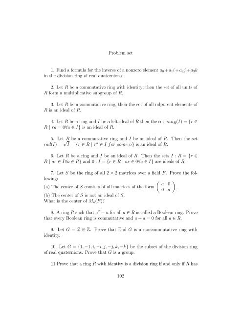 Topics in algebra Chapter IV: Commutative rings and modules I - 1
