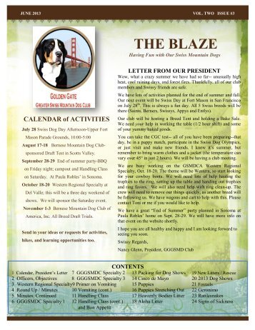 THE BLAZE - Golden Gate Greater Swiss Mountain Dog Club