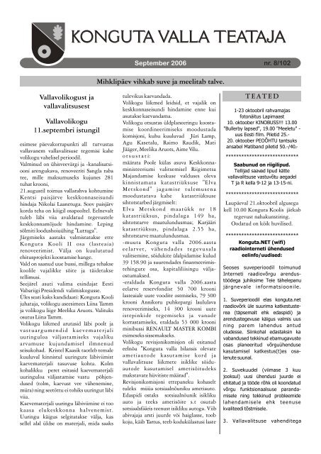 Konguta valla infoleht September 2006 - Konguta Vald