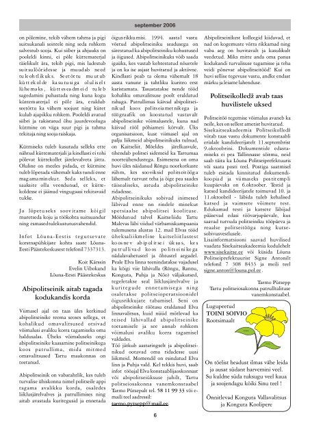 Konguta valla infoleht September 2006 - Konguta Vald